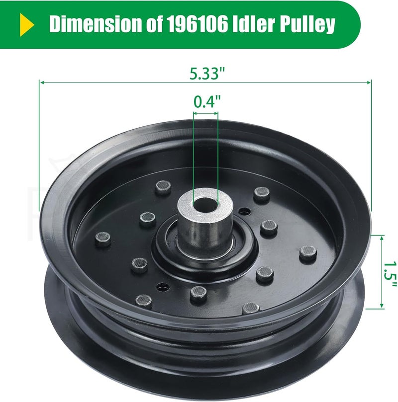 POSFLAG 2 Pack 532196106 Husqvarna Idler Pulley Replaces 197379 Idler Pulley Craftsman, 532197379 Husqvarna Idler Pulley, 532196106 Idler Pulley, 196106 for Husqvarna Z254, YTH22V46, LGT2654 Tractors - Image 4